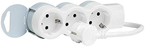legrand 695001 Base múltiple con 3 enchufes, 3680 W, 230 V, Blanco y gris
