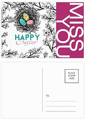 Happy Ostern Religion Festival Egg Nest Miss Postkarten-Set, Danksagungskarte, Seite Postkarten, 20 Stück