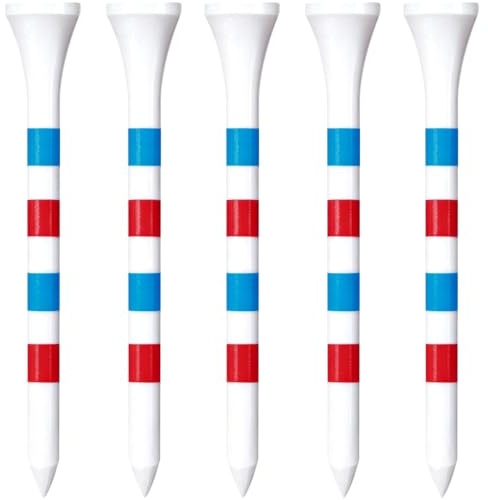 Zivisk Tee Golf Legno 83mm, 100 Pezzida Tee da Golf in bambù (Bianco & Rosso & Blu)