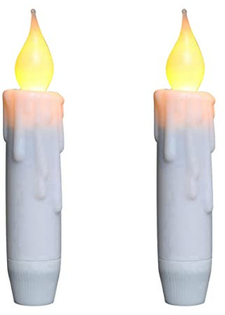 CVHOMEDECO. Chandelles à Bout effilé vacillantes, Bougies sans Flamme à Del, fonctionnant à Piles avec minuterie, Blanches, 12 cm, Lot de 2