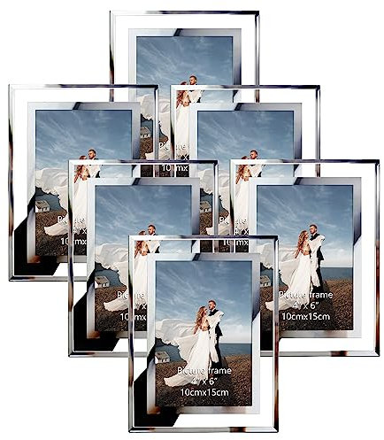 PETAFLOP Bilderrahmen 10x15, Bilderrahmen Glas 6er-Set für Hochzeiten, Häuser, Büros