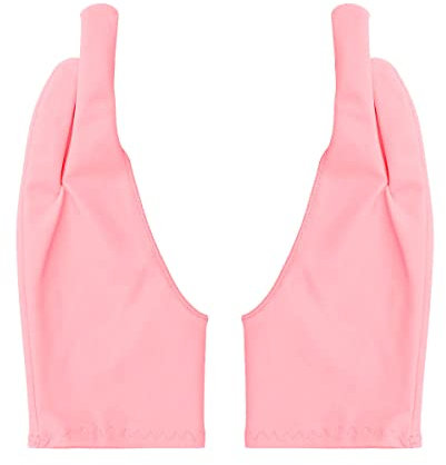 Jagowa 2PCS Artist Glove 2 Finger Drawing Glove for Graphic Tablet iPad Pro Pencil for Right and Left Hand(Pink)