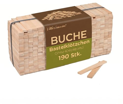 Klötzchenmann lose Bastelklötzchen 22x8x160 mm (Buche 190 Stück)