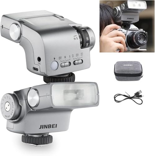 JINBEI Hi-5 Camera Retro Flashes, GN16 with S1/S2 Photo-Sensitive Modes, CCT 6000K±200K, Built-in for Sony Canon Nikon Fuji Olympus Hot Shoe Cameras