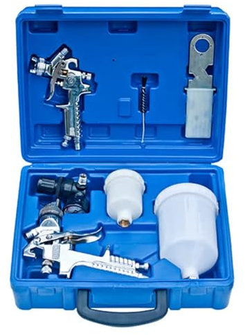 Homgoday HVLP Spritzpistole 1,4 mm & 0,8 mm, 250 ml & 600 ml, inkl. Werkzeugkoffer Model140083