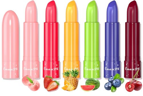 RoseFlower Lip Balm Set, Natural 6 Fruit Flavors Tinted Lip Balm for Lip Care, Lip Repair Tubes, Prevent Cracked & Dry Lip
