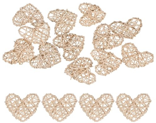 M METERXITY 12-Pack Heart Shaped Wicker Rattan Balls 60mm/2.4 Inch Decorative Rattan Balls Orbs Vase Fillers Bowl Fillers for Christmas/Weddings/DIY Crafts/Home Decor [Burlywood]