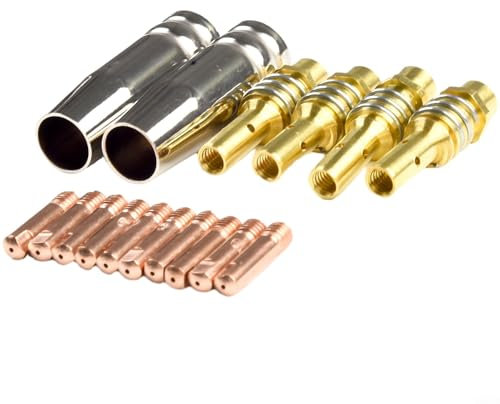 Entgoinggo MIG Schweißkontaktspitzen-Set, 16-teiliges MIG-Schweißgerät MB15 AK MIG Schweißzubehör-Set für MB15 und 15AK Schweißbrenner-Ersatzteile (0,9 mm)