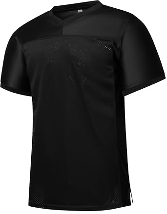 PRIMITAS Unisex Blank Football Jersey Mesh Athletic Football Shirt Practice Sports Uniform Black
