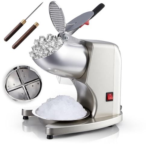 YODHOSA Shaved Ice Machine 300W Electric Ice Crusher 4 Blades Ice Crusher Shaver 2200 RPM Snow Cone Machine 286 lbs/hr Ice Shaving Machine for Home and Commercial
