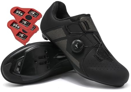 Treer Cycling Shoes Mens and Womens, 4-13 UK Road Bikes Mountain Bikes Cycle Trainers Shoes Look SPD Cleats Unisex Men Women Spin Bike Indoor Outdoor (Black,13)