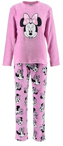 Disney Minnie Mouse Pigiama da Donna, Maglietta e Pantaloni Lunghi, Set da 2 Pezzi in Morbido Pile, Regalo per Donne, Ragazze e Adolescenti (IT, Testo, M, Regular, Regular, Rosa)