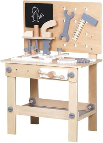 Kids Tool Bench,Wooden Play Tools Set with Kids Tool Belt Toddlers Workbench Pretend Construction Tools Set Wooden Toy Drill Gift for Boys & Girls Age 3-5