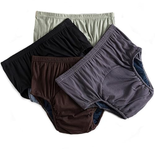 FUELIX Confezione da 4 Mutande Lavabili per Incontinenza Uomo E Donna, Intimo Anti-Perdite Laterali Slip Urinari Assorbenti Riutilizzabili Confortevole E Traspirante per Anziani, Disabili 3XL