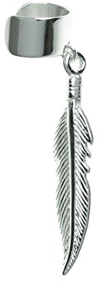 Queenberry sterling silver fjäder dinglande örhänge manschett wrap, Sterlingsilver, Ingen sten