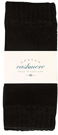 Graham Cashmere - Ren kashmir fingerlösa handledsvärmare - Tillverkad i Skottland - presentförpackning, Svart, en storlek