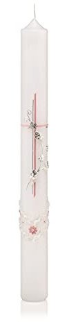 Wiedemann – 167100.016 Bautizo De Comunión De Confirmación Vela, Cera, Color Rosa, 40 x 4 cm