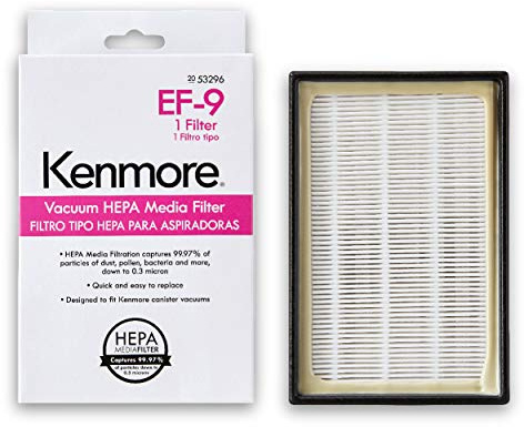 Kenmore 53296 EF-9 Media Vacuum Cleaner Exhaust Filter for Upright and Canister Vacuums, White