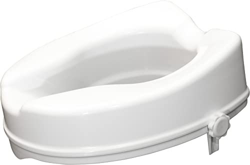 Aidapt 100mm (4) Elevation Raised Comfortable Toilet Seat Easy Fit White. Elevated Lock Seat Support for Elderly, and Disabled Users.