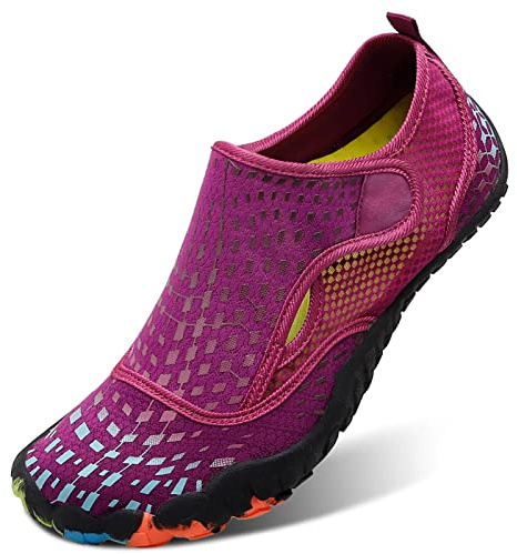 L-RUN Women Water Skin Aqua Socks for Beach Pool Yoga Surf Purple M US (Women 6.5, Men 5)=EU37