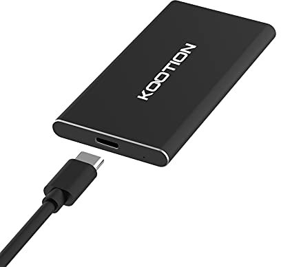 SSD 500GB Externo Portable USB 3.1 Tipo C KOOTION Disco Duro Portátil SSD Type C, Alta Velocidad de Lectura y Escritura de hasta 550 MB/s y 500 MB/s, para Windows, MacBook, Xbox, Smart TV, PS3/4, 41g