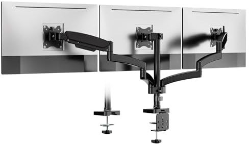 Monitor Halterung 3 Monitore, WORLDLIFT Premium Aluminium 3 Monitor Halterung für 17-27 LED LCD Bildschirme, Höhenverstellbar Tischhalterung, 7 kg/Arm, vesa 75/100mm