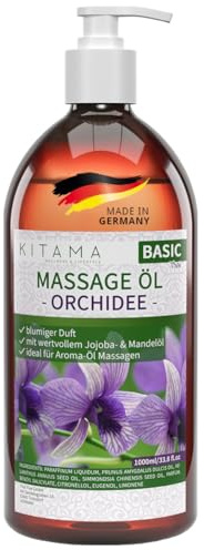 Kitama Massageöl Orchidee 1L - Authentisches Thai Aromaöl, made in Germany | Blumiger Duft für pflegende Anwendungen daheim & in Thaimassage. Haut- plus Körperpflege für Wellness & Spa