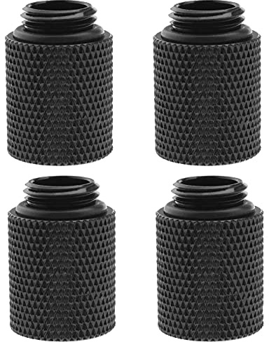 YINETTECH 4 x G1/4 schwarze Wasserkühlungs-Verlängerungsadapter, 20 mm, Messing mit O-Ring, Gummi, verlängerte Platte für Computer-Wasserkühlungssysteme