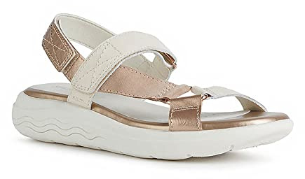 Geox D Spherica Ec5W A, Sandalias para Mujer, Multicolor (Cream/Dk Skin), 41 EU