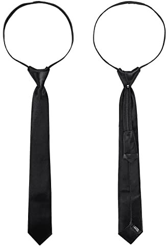 Yolev 2 Stücke Schwarze Krawatte Kinder Jungen mit Reißverschluss Schuluniformen Kinderkrawatte Vorgebunden Einstellbar Krawatten für Hochzeits Schuluniform Geburtstag Bekleidungs Zubehör Schulsaison
