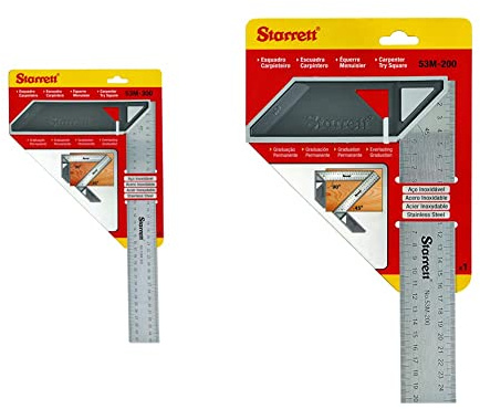 Starrett: 200mm Anschlagwinkel & Dreikant - RULER - Winkelmessgerät - Edelstahl & PTFE - Verstellbar, Mehrmaterial