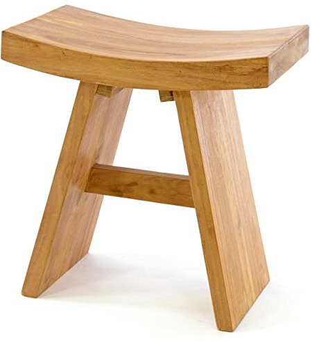 SONLEX Hocker aus Teak-Holz behandelt Sitzhocker Holzhocker Badhocker Duschhocker Schemel –massiv Reine Handarbeit eckig