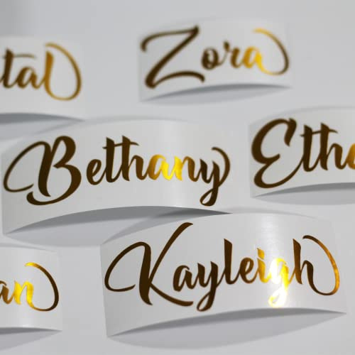Personalised Vinyl Name Sticker - Script Font - Several Height and Colour Options - School Custom Crafts Wedding Wine Gin Glass Water Bottle