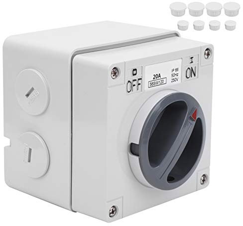 mumisuto Power Isolator Switch, 250V Outdoor Waterproof Switch Rotary ON/OFF Switch, 1P 32A Waterproof Isolation Switch IP66 Isolation Switch Socket, Buttons Indicators Industrial Control Components