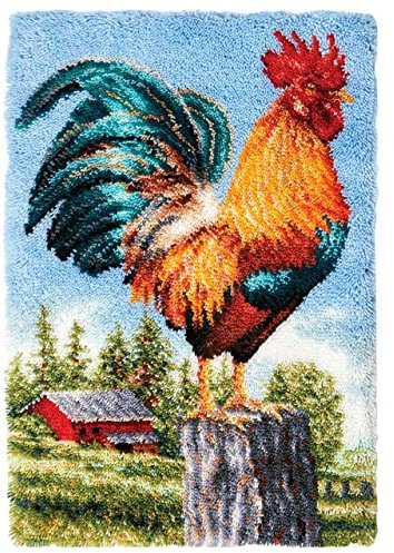 Myriad Choices - Kit fai da te per la creazione di tappeti a punto croce, per adulti e bambini, motivo gallo, per principianti, decorazione per la casa, gallo, 60 x 40 cm