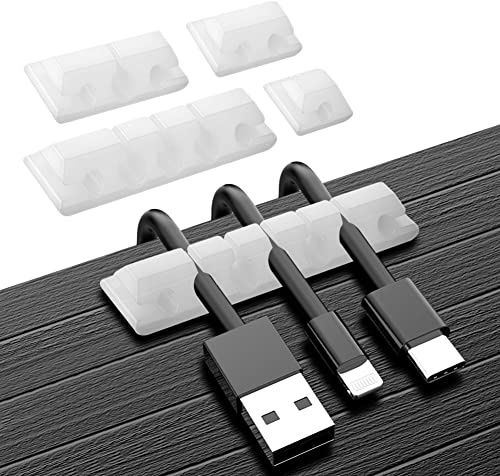 URAQT Kabelclips Kabelhalter, 5 Stück Vielzwecke Kabelführung Kabel Organizer Set für Schreibtisch, Netzkabel, USB Ladekabel, Ladegeräte, Audiokabel (Transparent)