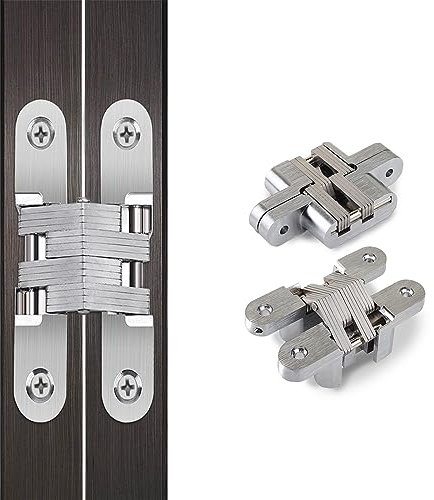 YIDELAI Cerniere a scomparsa Cerniere invisibili in lega di zinco con angolo di apertura da 0 a 180 gradi (60 * 13mm, Argento)