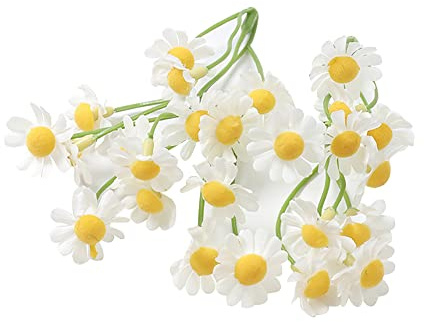 JIHUOO 25 Bundles Mini Artificial Daisies Small Daisy Flowers Fake Spring Flowers Decorative Faux Flowers with Stems Home Decorations White