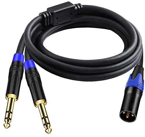 Seefeful 6.6ft Dual 6.35mm/1/4 to XLR Microphone Cable - 3-Pin XLR to Dual 1/4 TS Male Converter Adapter