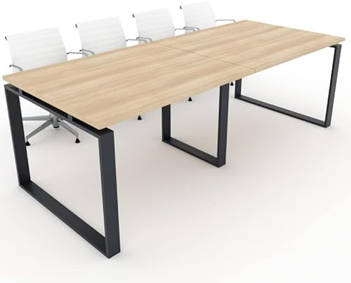 DUÓFIC Mesa de Reuniones, Conferencias y Oficinas. Estructura metálica con Marco Cerrado Color Gris Grafito (240x100). Fabricado en España. Envio a Toda la Península. (Acacia.)