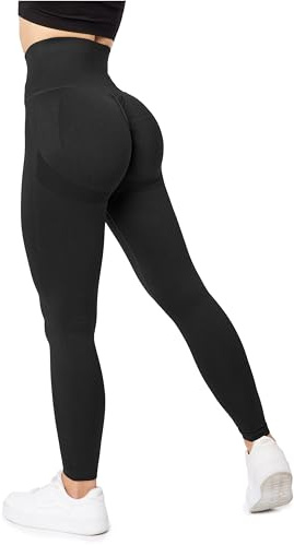 Bellivalini Sportleggings för damer med hög midja Bak Push Up Gym Fitness BLV50-255 (Svart, S)