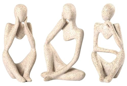 Irayin Estatua de Pensador Abstracta, Figuras Decorativas Modernas Salon, Decoración de Figura Dorada, estatuas Decorativas para Salón, Escritorio, Oficina - Rocas