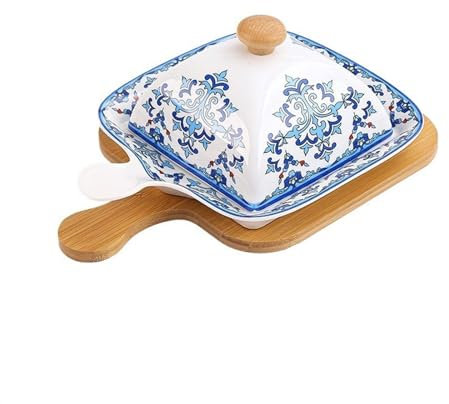 Auflaufformen Gebackener Reisteller, Mikrowellenherd-Teller mit Deckel, Keramik-Backform, Käseteller, Butterdose, kommerzielle Teller für Lasagne,Tiramisu & Aufläufe(Blue)