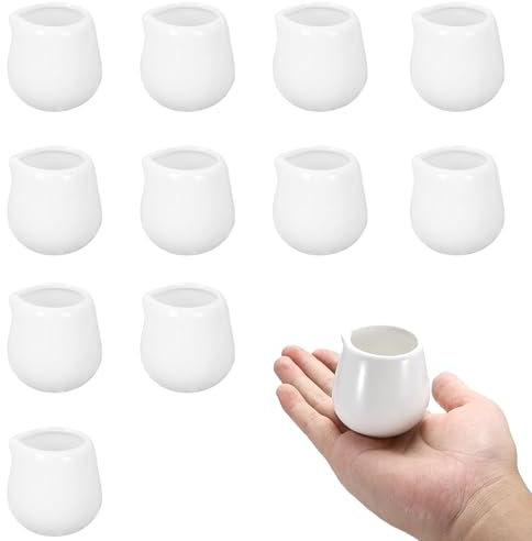 12 Pcs Small White Ceramic Milk Jugs, 50 ml Mini Sauce Jugs, Without Handle, for Coffee, Creamer