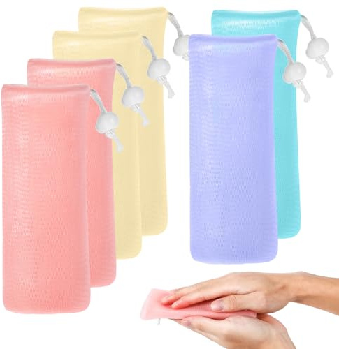 Yuanchu 6 Stück Seifenbeutel für Seifenstücke, Seifensäckchen für Feste Seife Schrubber Mesh Seifenspartasche Dusche Peeling Seifensack Seifentasche mit Kordelzug für Gesichtsreinigung Body Scrubber