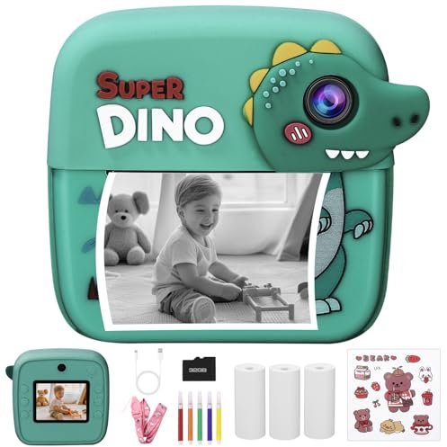 Appareil,Photo Instantané Enfant, 2,4 Écran 1080P HD Appareil Photo Numérique Enfant avec Carte 32GB et Papier Photo Imprimé, Cadeau pour Garçons Et Filles De 3-12 Ans