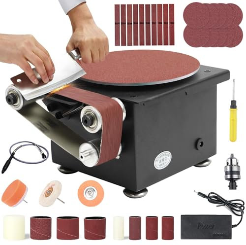 Mini Belt Disc Sander Belt Sander, 6-Inch Sanding Disc, 7 Speed Power Sanding Machine Bench Grinder, Small Sander Machine, For Model Crafts Jewelry DIY, Wood Metal Working(Model c)