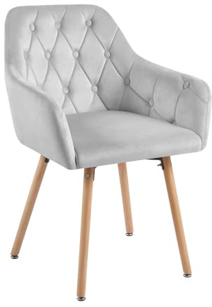 Tata Home Poltrona Sedia da Salotto in Velluto Poltroncina da Camera Imbottita Relax con Gambe in Legno e Braccioli Alti Colore Grigio Mod. Velvet Sponge