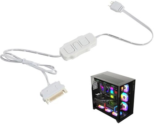 LUCTHY Controlador ARGB de 5 V y 3 pines con botones manuales y SATA, fuente de alimentación de 15 pines a ARGB de 3 pines, cable divisor LED macho para construcciones de PC, ventiladores RGB, tiras