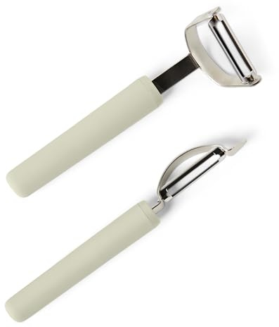 Amazon Basics Épluche-Légumes avec Protège-Lame, Lot de 2 Pièces, Compatible Lave-Vaisselle, Couleur Gris Lin